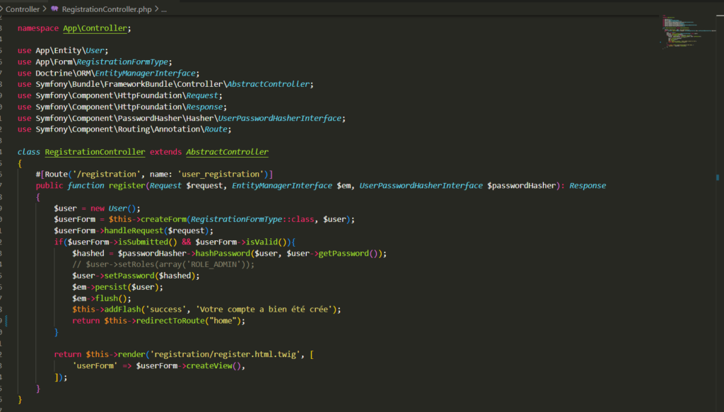 capture d'écran back-end - développement web fait par Delphine MARIANI 